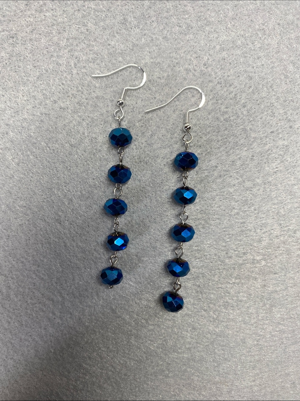 HANDMADE Blue Crystal Drop Dangle Women's Earrings